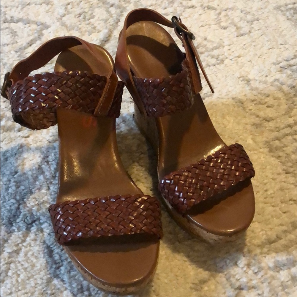Michael Kors cork leather espadrille wedges